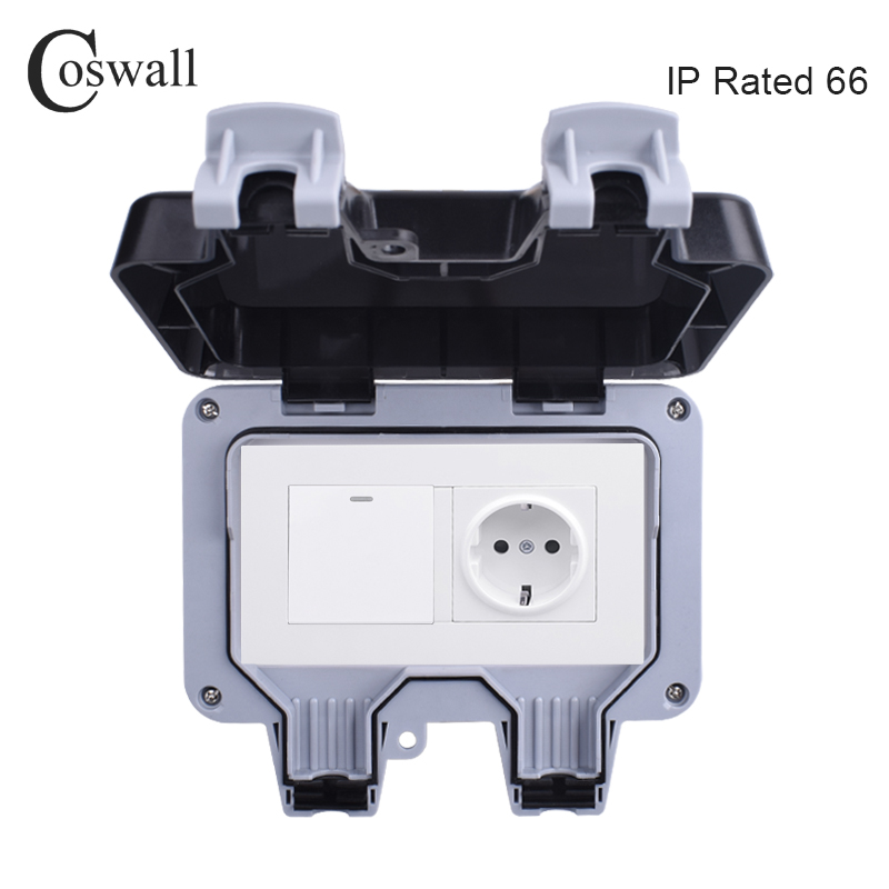 Outdoor Lighting Socket - Coswall IP66 Weerbestendige Waterdichte Outdoor Stopcontact