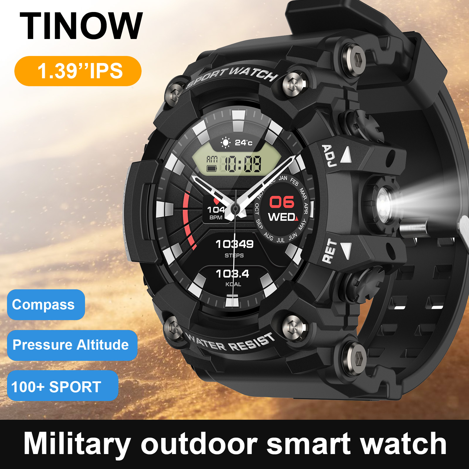 Outdoor Lighting Ip Rating - Outdoor Realtek Smartwatch met Bluetooth-kompas, 1.39