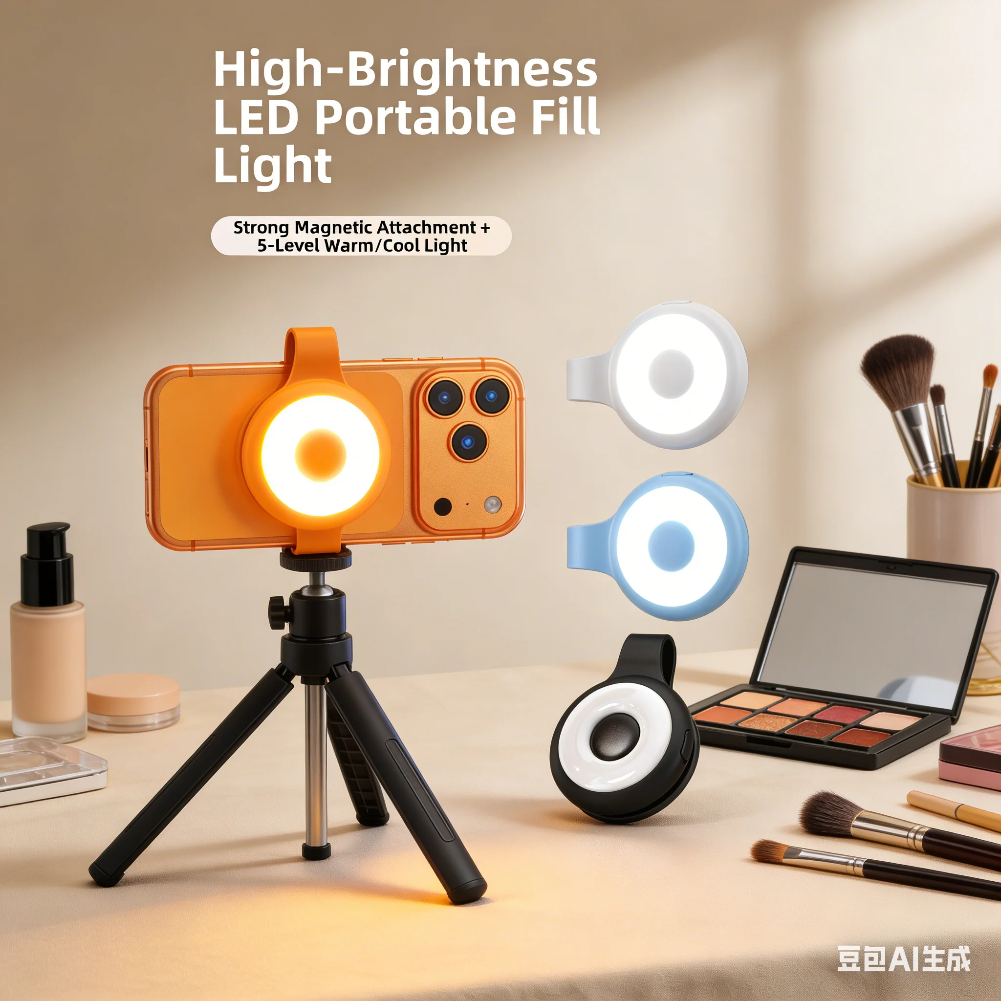 Outdoor Lighting And Camera - USB oplaadbaar telefooninvullicht 5-modi Magnetisch cliplicht