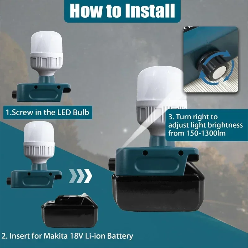 Outdoor Lighting Volt - Voor Makita 18 Volt Li-ionbatterij 12W