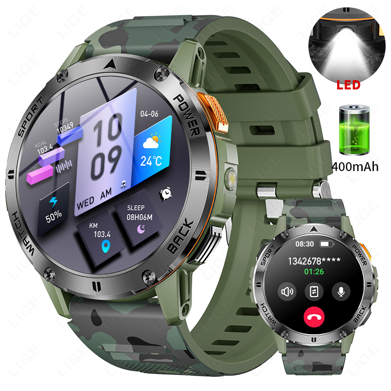 Outdoor Lighting Ip Rating - LUIK 400mAh Militaire kwaliteit heren smartwatch