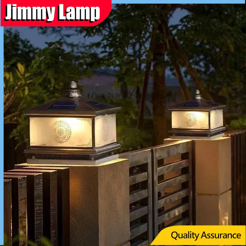 Outdoor Lighting Brass - Outdoor Solar Wandlamp Retro Chinese Messing