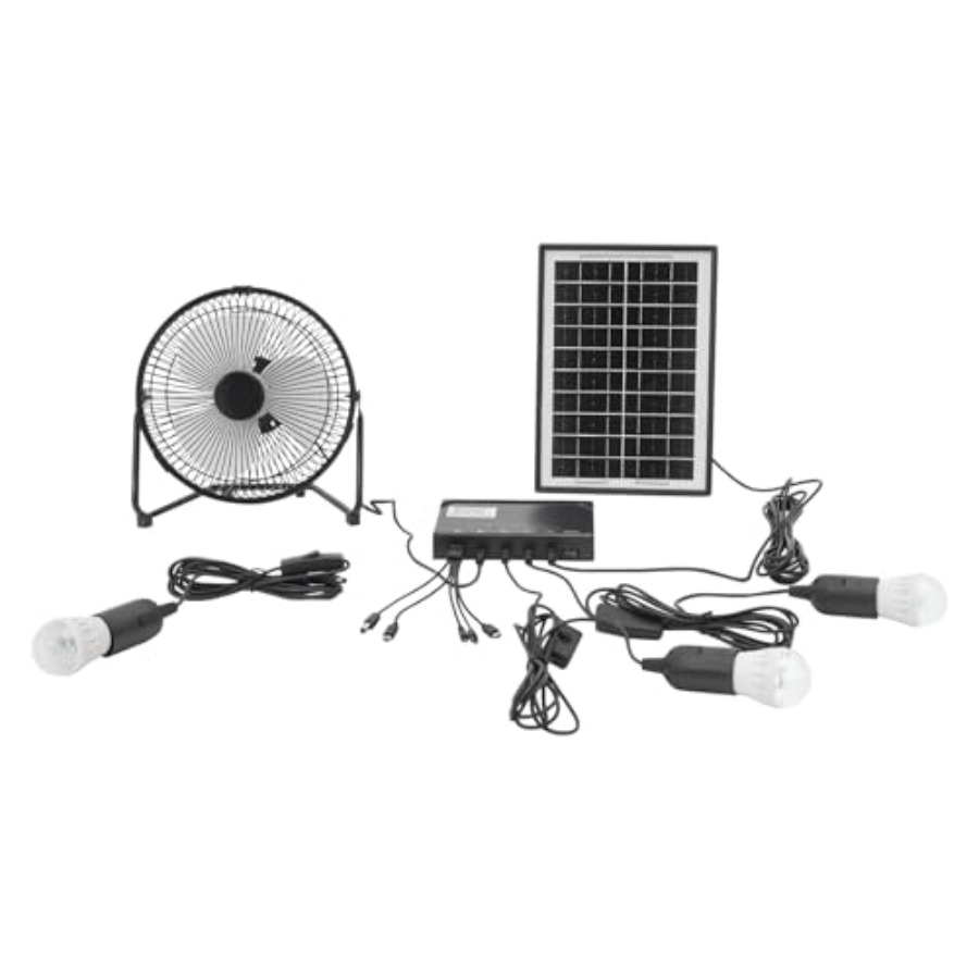 Outdoor Lighting Volt - Zonne-plafondventilatorlamp met batterij, draagbare zonne-aangedreven ventilator