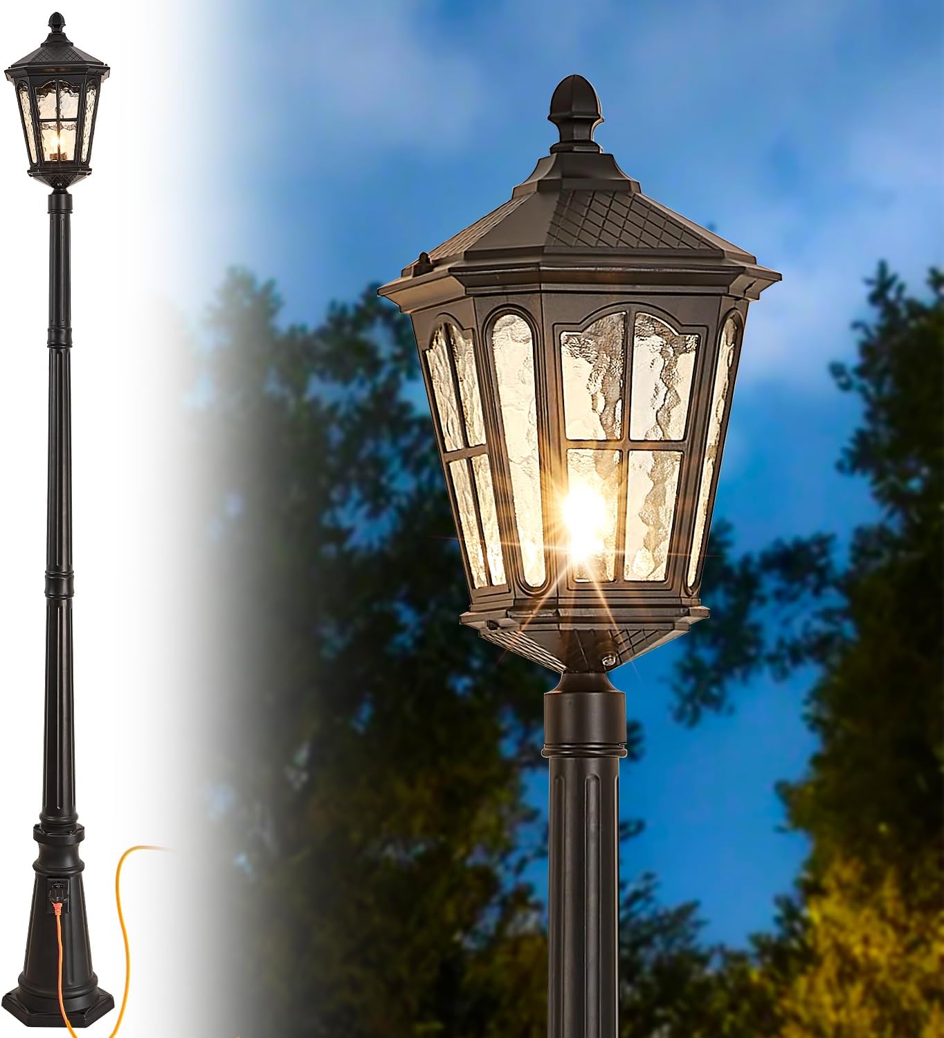 Outdoor Yard Lighting Fixtures - Waterdichte buitenpaallamp met stopcontact, van zonsondergang