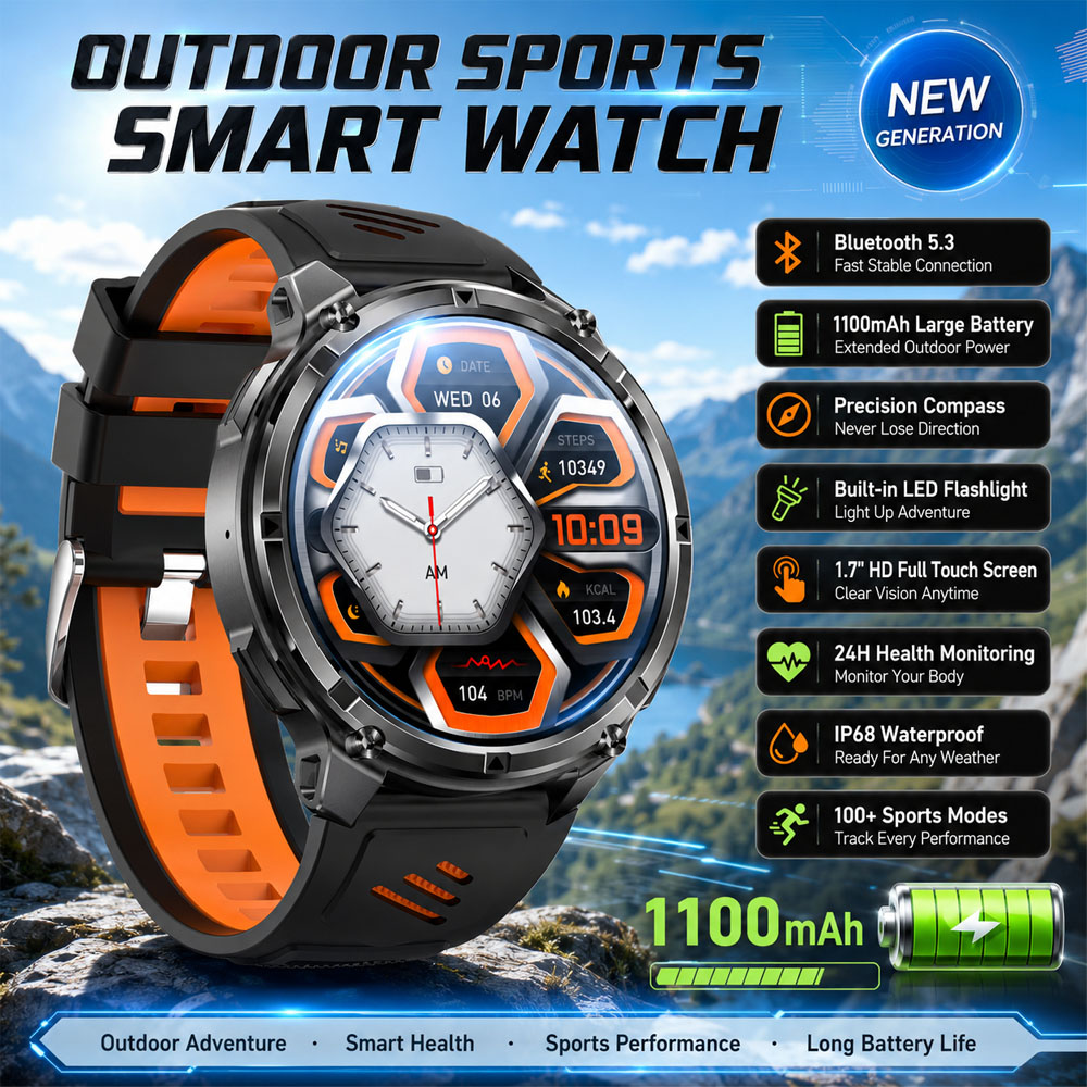 Outdoor Lighting Ip Rating - YAOCX AMOLED Smartwatch Heren 1100mAh Sportmodi
