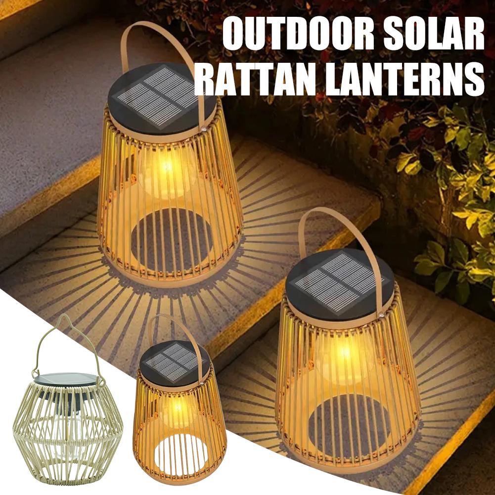 Outdoor Lighting Lamp - IP65 waterdichte zonne-energie rotan lantaarn hangende