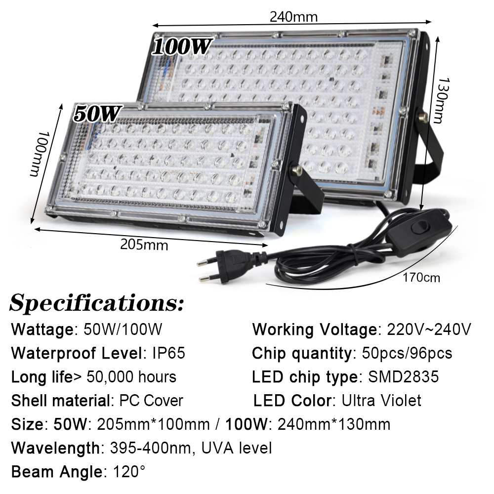UV Led-schijnwerper 50W 100W 1 - Led Flood Light recensie en prijs