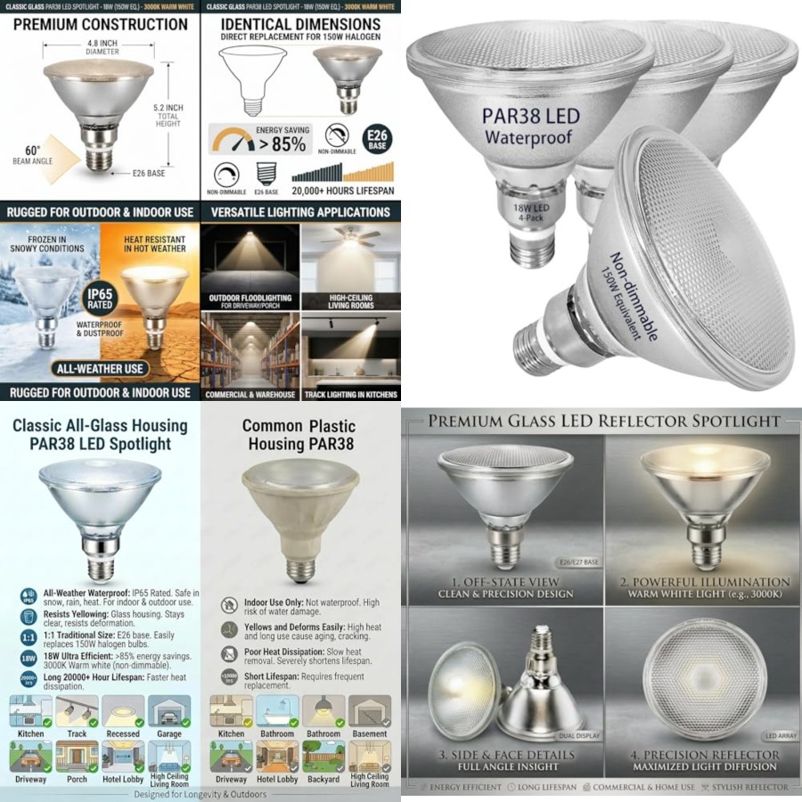 Glazen reflector PAR38 LED-lam - Led Flood Light recensie en prijs