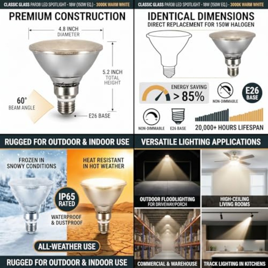 Glazen reflector PAR38 LED-lam - Led Flood Light recensie en prijs