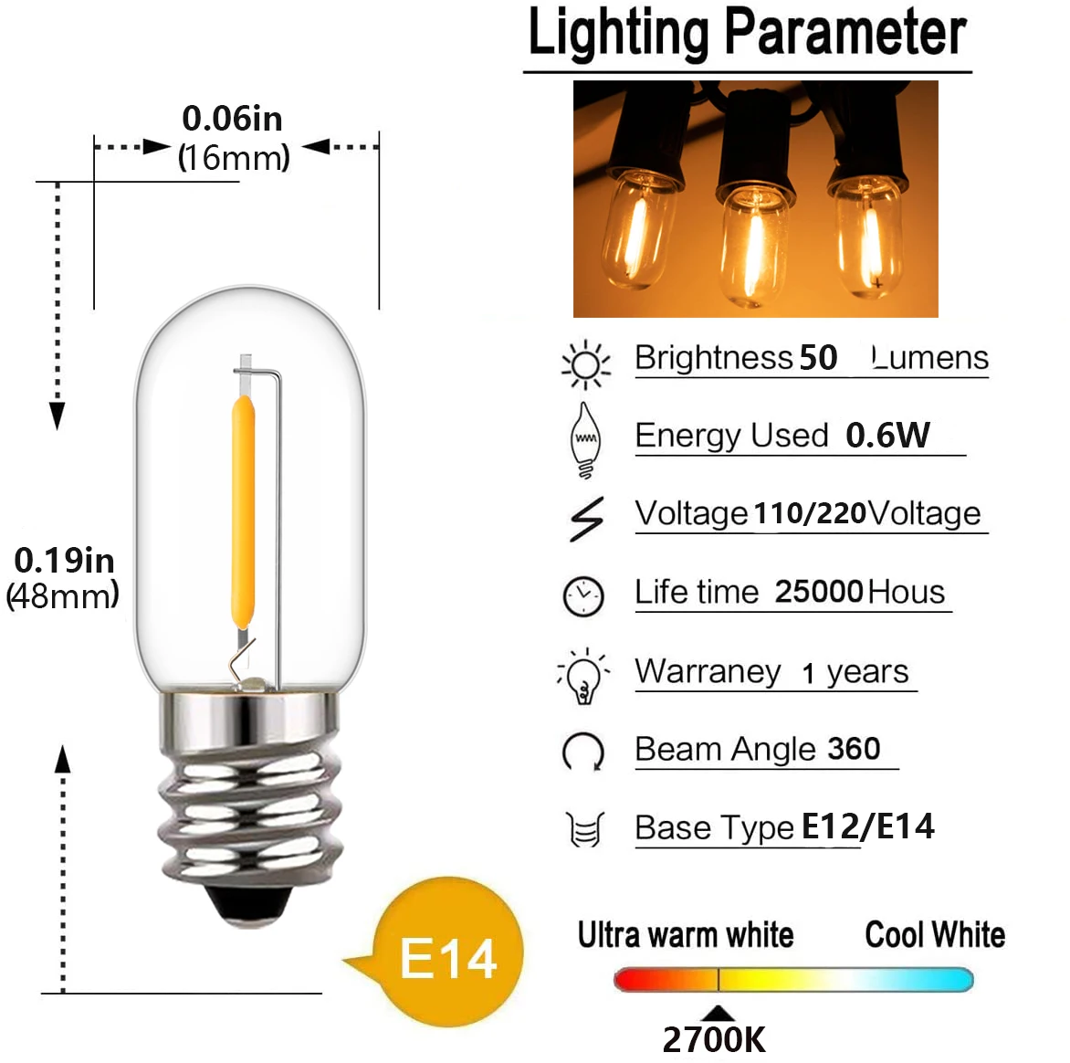 25 stks LED T16 0.6 W String V - Outdoor Lighting Glass Replacement recensie en prijs